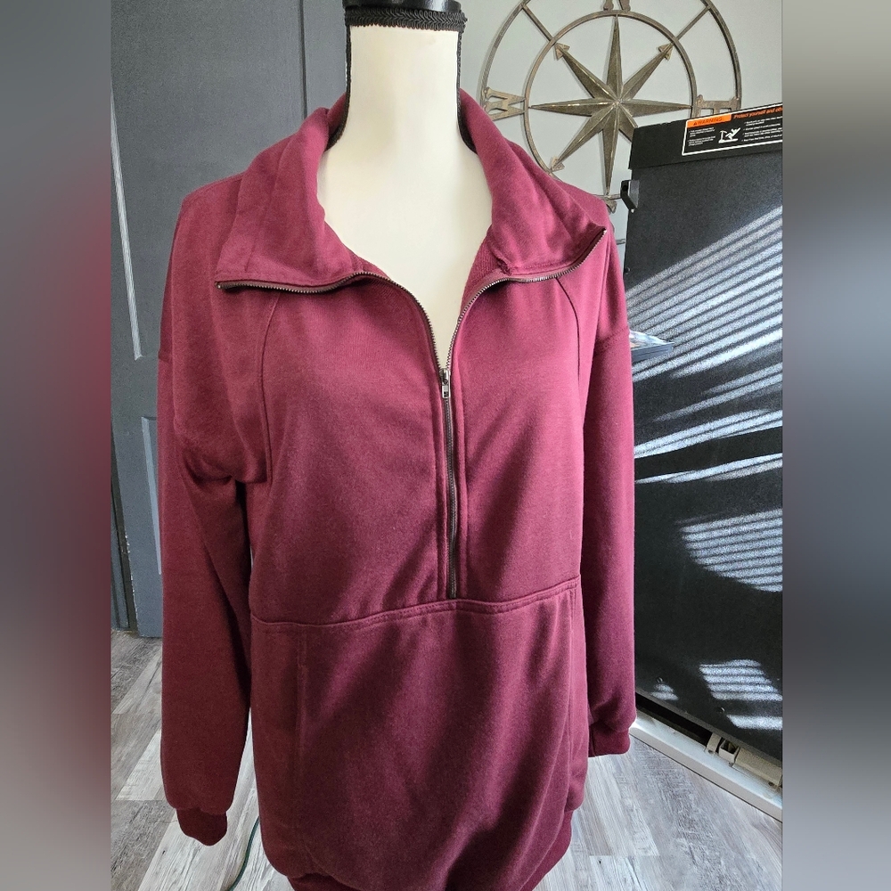 Burgundy Half-Zip Pullover From Shein. SZ L. nwot